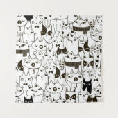 Doodle funny cats seamless pattern. wandkleed (Voorkant)