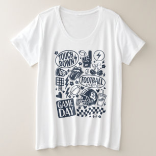 Doodle Game Day Football Vibes Grote Maat T-shirt