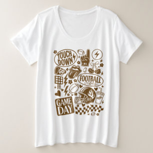 Doodle Game Day Football Vibes Grote Maat T-shirt
