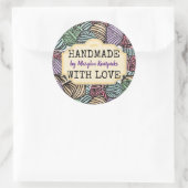 Doodle garen brei-haakwerk, handgemaakt van liefde ronde sticker (Tas)