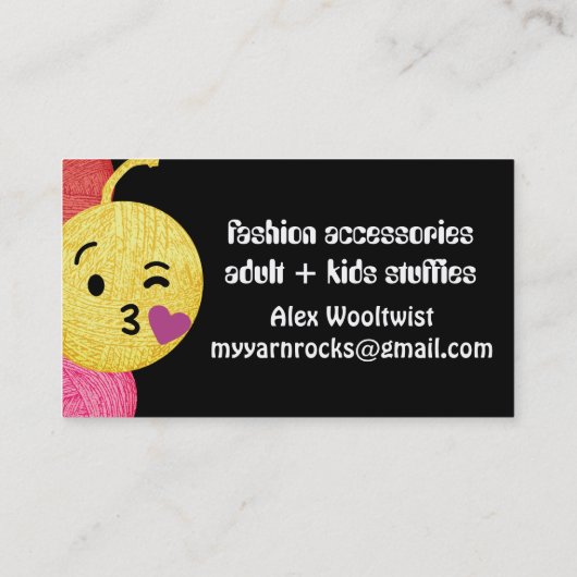 Doodle garen emoji breitting crochet visitekaartje (Achterkant)