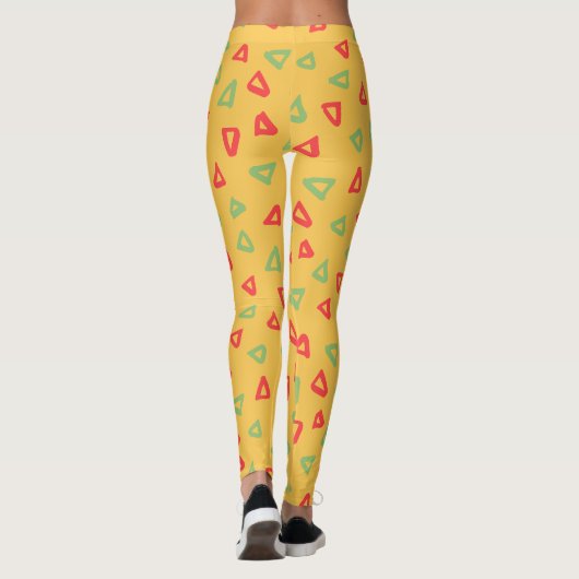 Doodle geel rood minimaal patroon leggings (Achterkant)
