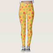 Doodle geel rood minimaal patroon leggings (Voorkant)