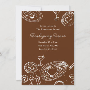 Doodle geïllustreerde Thanksgiving-diner vakantied Kaart