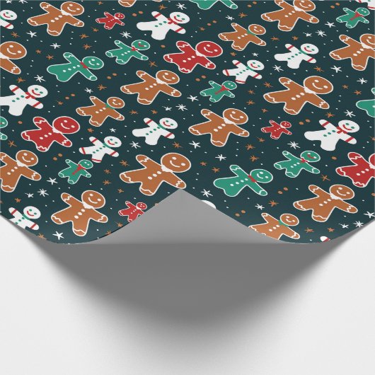 Doodle Gingerbread Heren Cadeaupapier (Hoek)