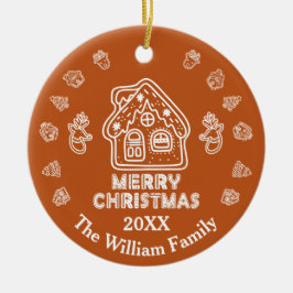 Doodle Gingerbread House|Familienaam Keramisch Ornament