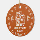 Doodle Gingerbread House|Familienaam Keramisch Ornament (Links)