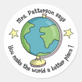 Doodle Globe Beloningsstickers Ronde Sticker (Voorkant)