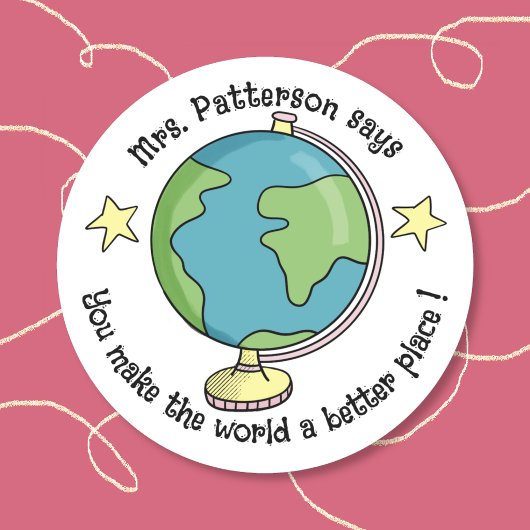 Doodle Globe Beloningsstickers Ronde Sticker