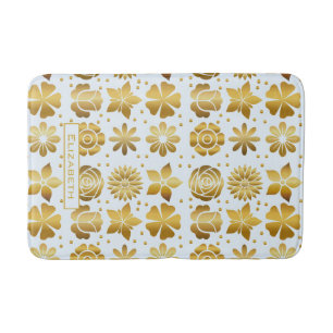 Doodle golden floral Patroon gepersonaliseerde naa Badmat