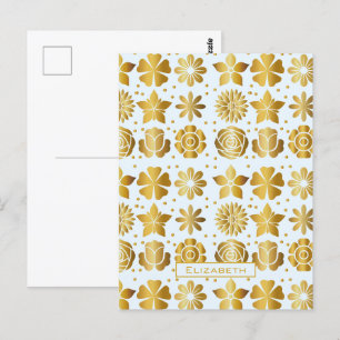 Doodle golden floral Patroon gepersonaliseerde naa Briefkaart