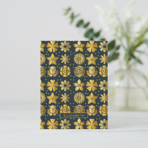 Doodle golden floral Patroon gepersonaliseerde naa Briefkaart