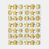 Doodle golden floral Patroon gepersonaliseerde naa Fleece Deken (Voorkant)