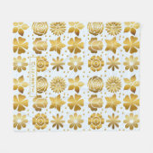 Doodle golden floral Patroon gepersonaliseerde naa Fleece Deken (Voorkant (Horizontaal))