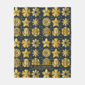 Doodle golden floral Patroon gepersonaliseerde naa Fleece Deken (Voorkant)