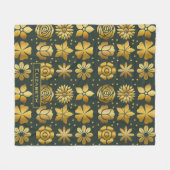 Doodle golden floral Patroon gepersonaliseerde naa Fleece Deken (Voorkant (Horizontaal))