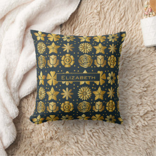 Doodle golden floral Patroon gepersonaliseerde naa Kussen