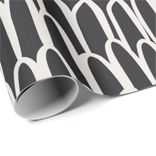 Doodle golven modderdoek mod geometrisch zwart cadeaupapier (Rol Hoek)