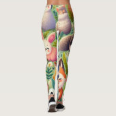 doodle grappige cartoon, dierenpatroon blij plezie leggings (Achterkant)