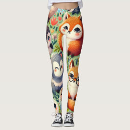 doodle grappige cartoon, dierenpatroon blij plezie leggings
