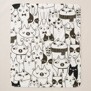 Doodle grappige katten naadloos patroon.  sherpa deken