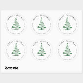 Doodle Green Christmas Tree Retouradres Ronde Sticker (Vel)