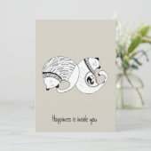 Doodle Grey Wenskaart Katten Familie Zwangerschap Kaart (Staand voorkant)