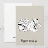 Doodle Grey Wenskaart Katten Familie Zwangerschap Kaart (Voorkant / Achterkant)