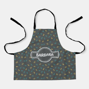 Doodle grijs blauw minimaal patroon schort