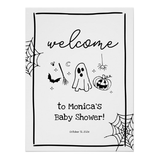 Doodle Halloween Baby Shower Welcome Perfect Poster (Voorkant)