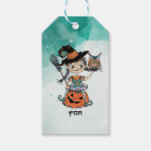 Doodle Halloween Heks & Uil Cadeaulabel (Voorkant)