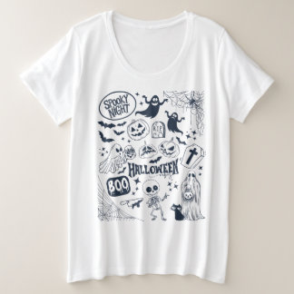 Doodle Halloween Vibes - Spooky Night Grote Maat T-shirt