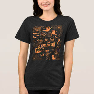 Doodle Halloween Vibes - Spooky Night Tri-Blend Shirt