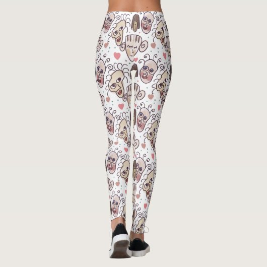 doodle hand drawn faces leggings (Achterkant)