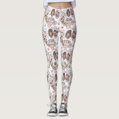 doodle hand drawn faces leggings (Voorkant)