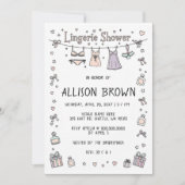 Doodle Hand Drawn Lingerie Shower Bachelorette  Kaart (Voorkant)
