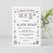 Doodle Hand Drawn Lingerie Shower Bachelorette  Kaart (Staand voorkant)