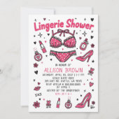 Doodle Hand Drawn Lingerie Shower Bachelorette  Kaart (Voorkant)