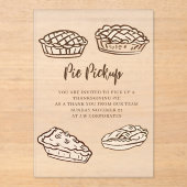 Doodle Hand Drawn Pie Pickup Thanksgiving Acryl Uitnodigingen (Voorkant)