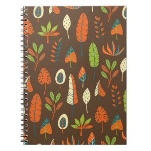 Doodle Hand Drawn Tropisch Patroon met bladeren Notitieboek