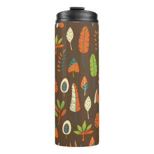 Doodle Hand Drawn Tropisch Patroon met bladeren Thermosbeker