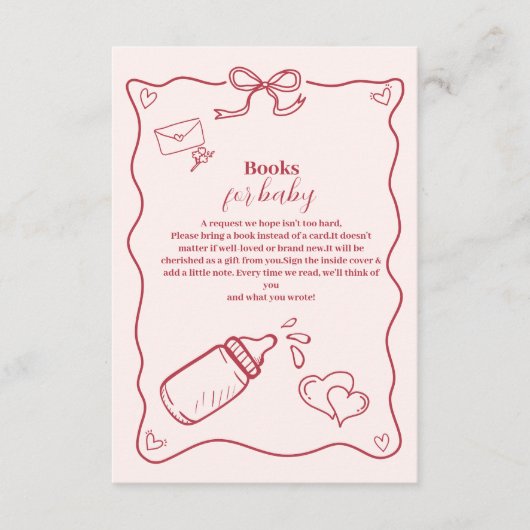 Doodle Hand Getrokken Boog Baby shower Boeken voor Informatiekaartje (Voorkant)