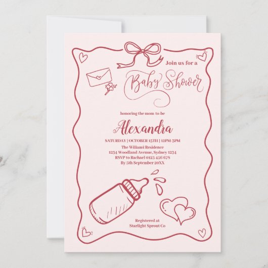 Doodle Hand getrokken boog Baby shower Kaart (Voorkant)