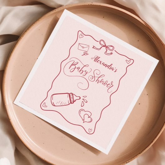 Doodle Hand getrokken boog Baby shower Servet