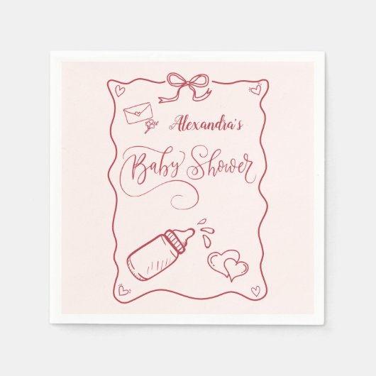 Doodle Hand getrokken boog Baby shower Servet (Voorkant)