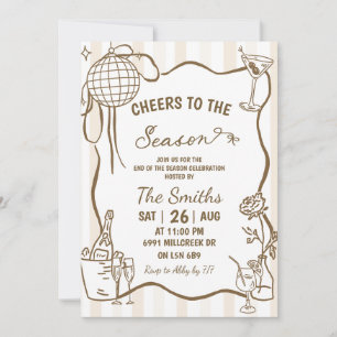 Doodle handgeschreven proost naar het einde van he kaart