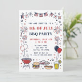 Doodle handgetekend 4 juli BBQ-vakantiefeest Kaart (Staand voorkant)