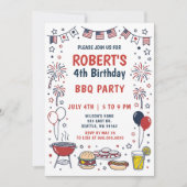 Doodle handgetekend 4 juli BBQ verjaardagsfeestje  Kaart (Voorkant)