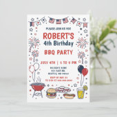 Doodle handgetekend 4 juli BBQ verjaardagsfeestje  Kaart (Staand voorkant)