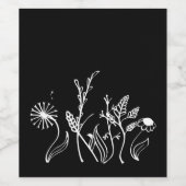 Doodle handgetekende bloemen Product Label Set Wijn Etiket (Enkel label)